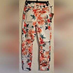 JEN7 Mankind Ivory Floral Ankle Skinny Leg Women's Jeans NWT 2